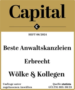 Capital 06/2024 - Beste Anwaltskanzleien Erbrecht - Wölke & Kollegen